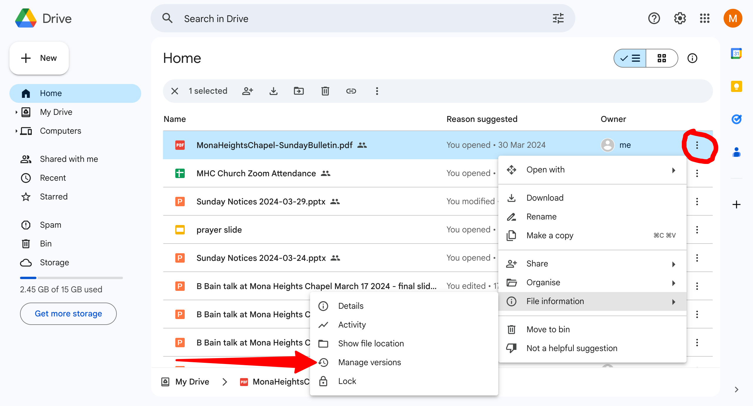 Go to manage versions Go to manage versions